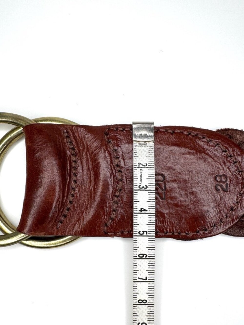 Polo Ralph Lauren Brown leather belt double O-ring Brass buckle - Picture 8 of 8